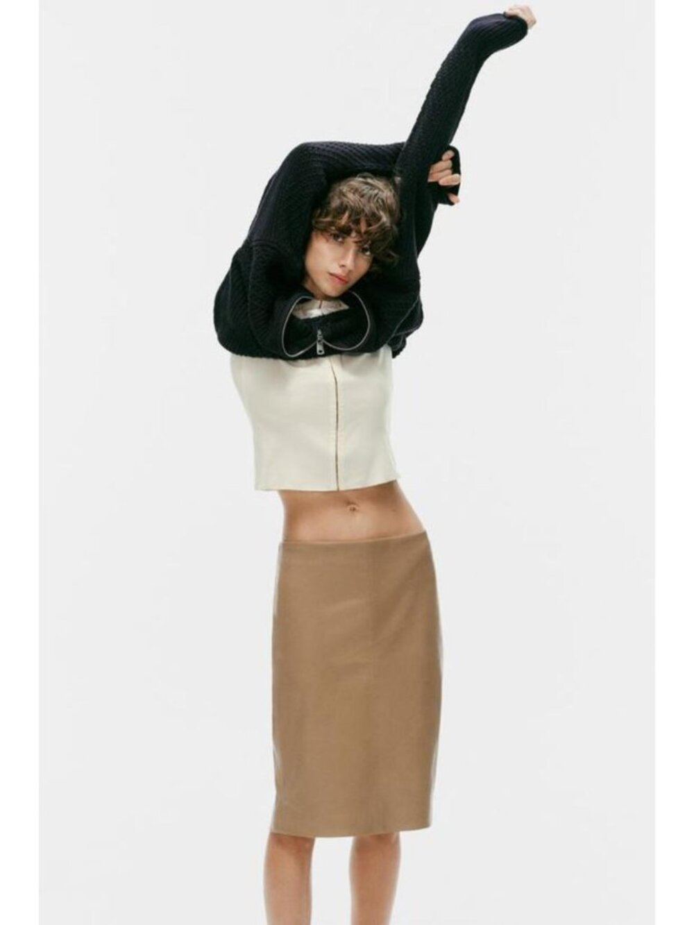 ZARA FAUX LEATHER MIDI SKIRT 4391/531/730